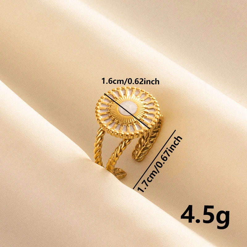 خواتم مفتوحة فاخرة بتصميم غير منتظم من الفولاذ المقاوم للصدأ، مطلية بالمينا البيضاء، بلون ذهبي بوهيمي، قابلة للتعديل، مناسبة للنساء، هدايا مجوهرات ساحرة