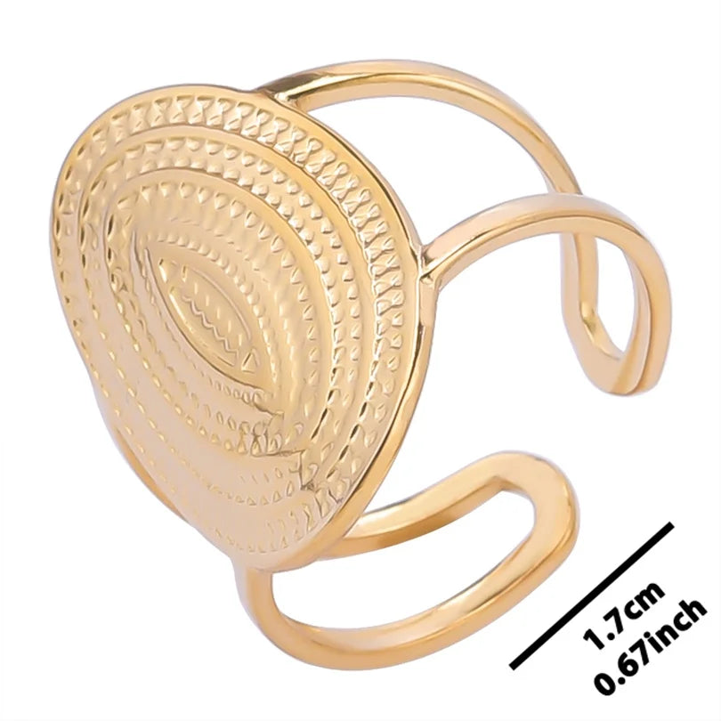 خواتم أنيقة مطلية بالذهب من الفولاذ المقاوم للصدأ، 6 قطع/مجموعة، بتصميمات زهور ونجوم وأوراق شجر وحب وثعبان، خواتم مجردة، مجوهرات نسائية بالجملة