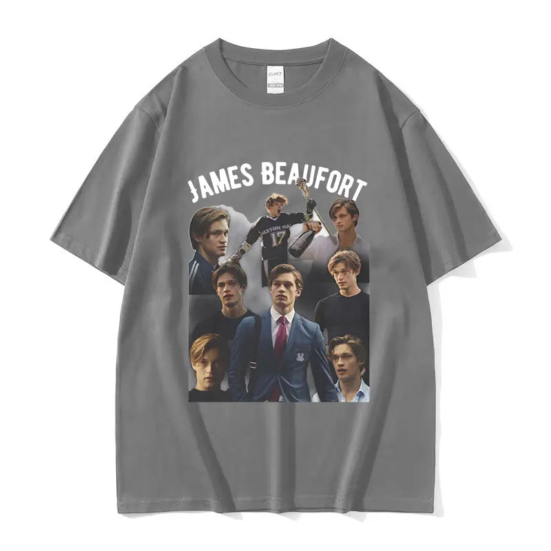 تي شيرت ماكستون هول جيمس بوفورت بطبعة جرافيكية للرجال، تي شيرت عصري بأكمام قصيرة، تي شيرت قطني كبير الحجم برقبة دائرية للجنسين
