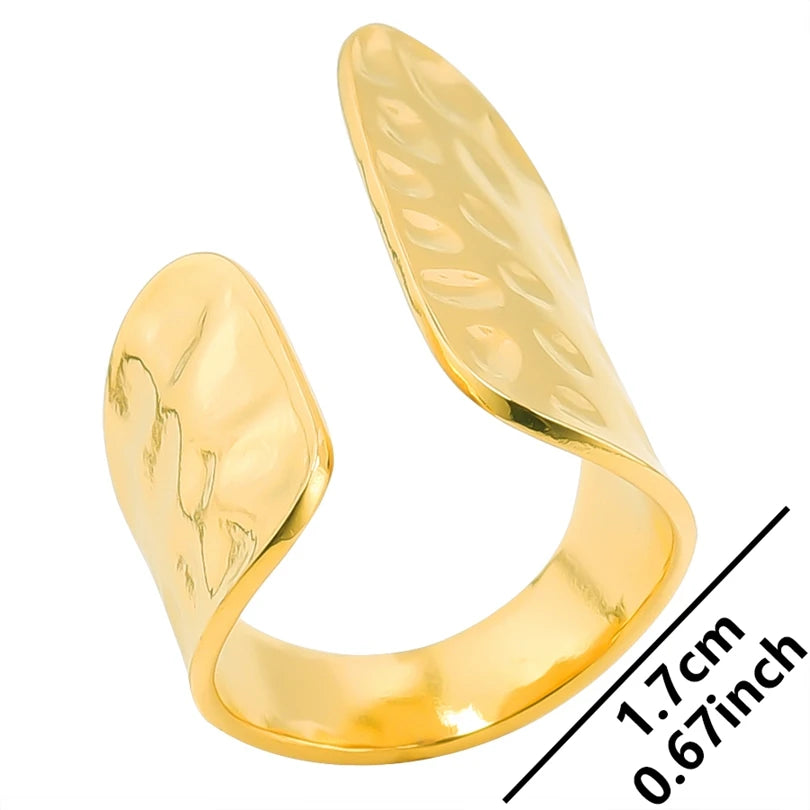 خواتم من الفولاذ المقاوم للصدأ مطلية بالذهب الحقيقي، 1/5 قطع/مجموعة، إكسسوارات للنساء والرجال، خاتم مفتوح قابل للتعديل بتصميم فراشة وقلب سميك