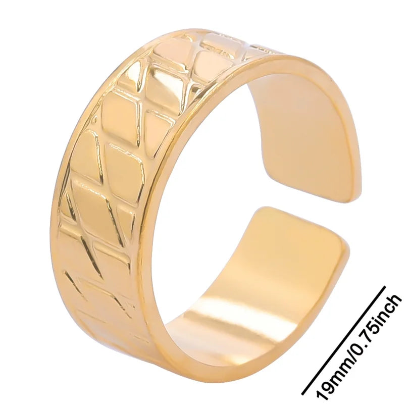 خواتم أنيقة مطلية بالذهب من الفولاذ المقاوم للصدأ، 6 قطع/مجموعة، بتصميمات زهور ونجوم وأوراق شجر وحب وثعبان، خواتم مجردة، مجوهرات نسائية بالجملة