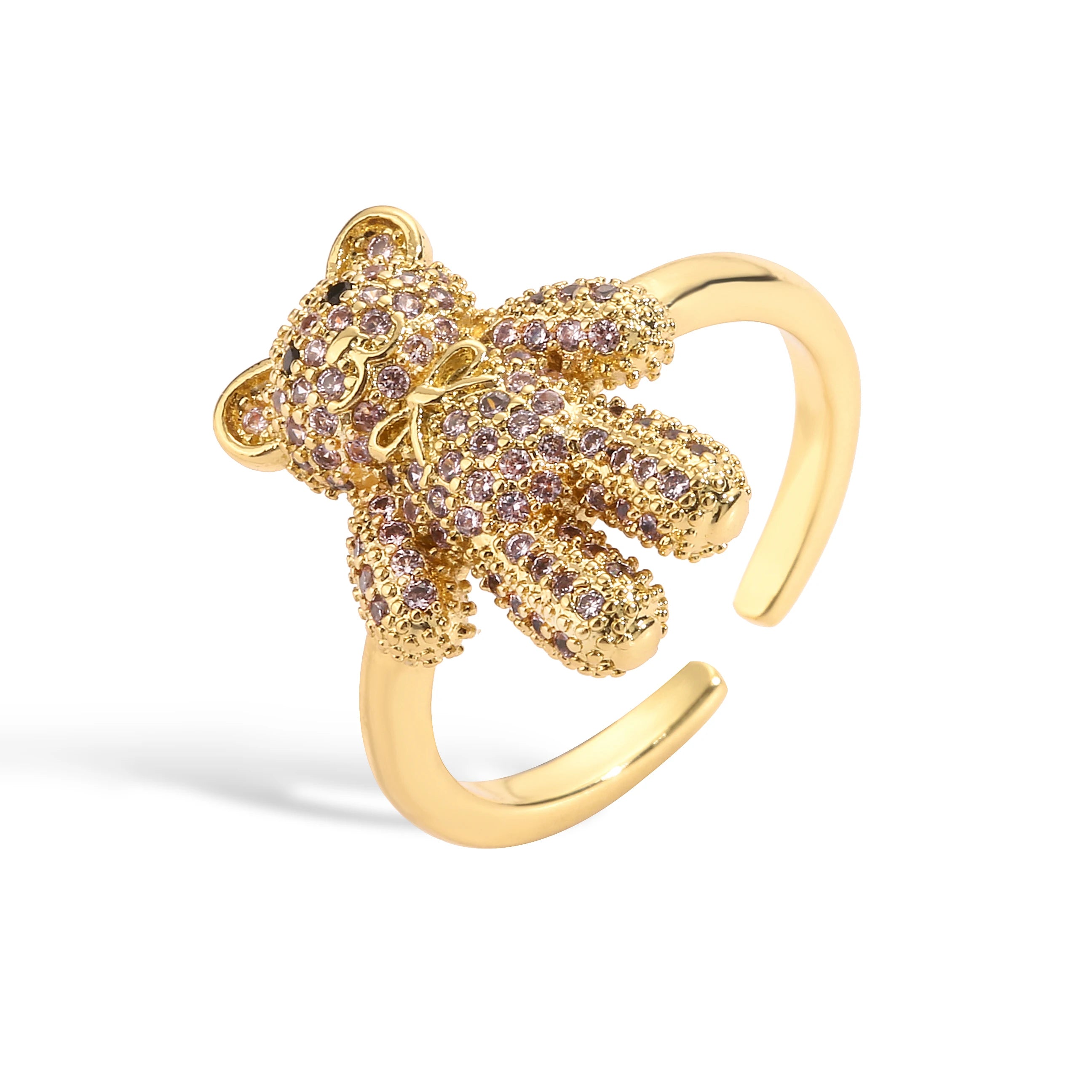 هيتشنغ، خواتم دب للنساء، خاتم نحاسي مطلي بالذهب عيار 18 قيراط، قابل للتعديل، مجوهرات أنيقة للحفلات، هدية للنساء