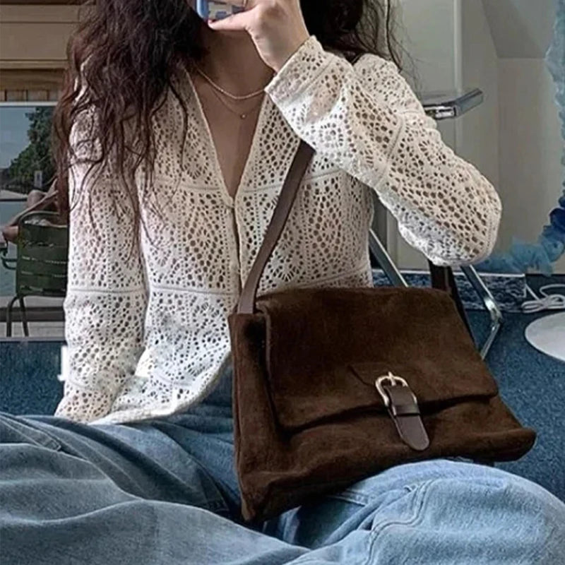 حقيبة يد نسائية من الجلد غير اللامع بسعة كبيرة، حقيبة كتف تحت الإبط، حقيبة كروس أنيقة للنساء بتصميم فاخر