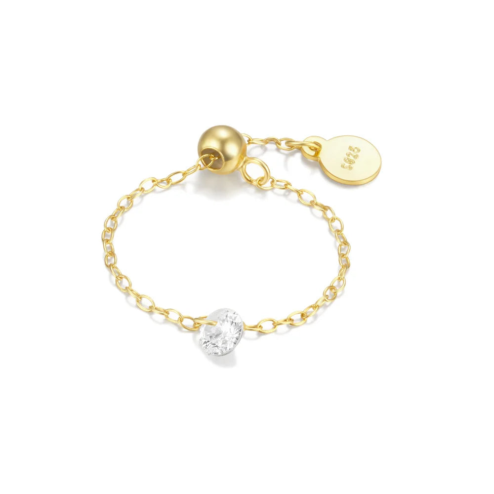 خواتم روكسي من الفضة الإسترليني عيار 925 بتصميمات نجوم مثمنة/دائرية/بتلات مرصعة بالزركون، للنساء، بسلسلة قابلة للتعديل.