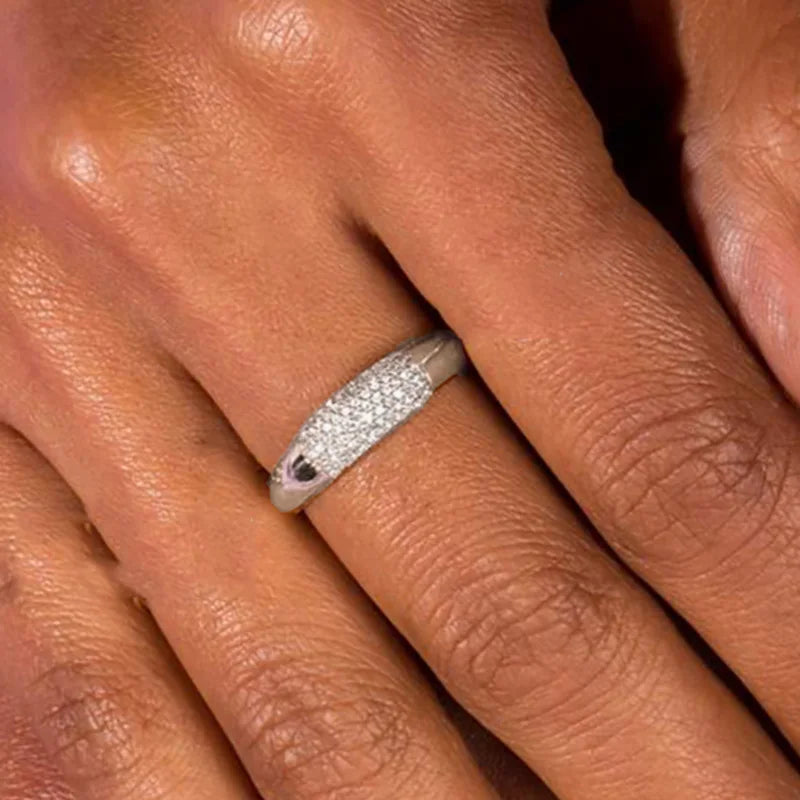 خاتم زركون ذهبي اللون مرصع بالكامل للنساء، تصميم عصري أنيق، مناسب للتكديس، إكسسوارات مجوهرات أنيقة، هدية مثالية للفتيات R731