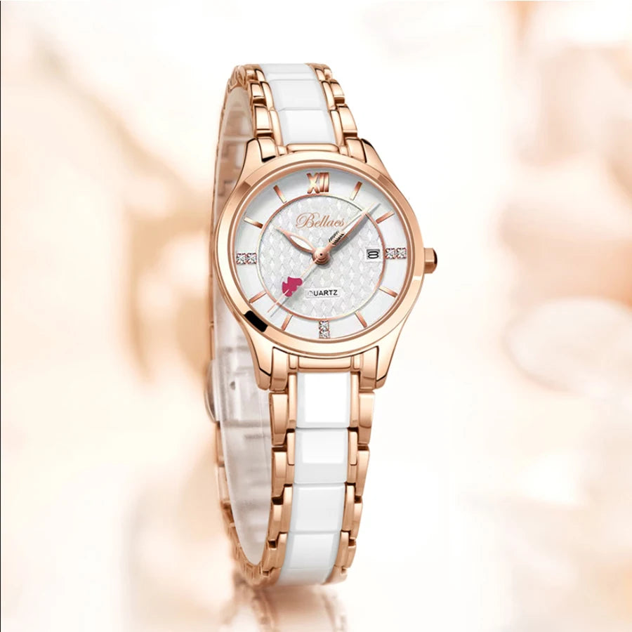 ساعة نسائية أنيقة، بمؤشر على شكل قلب، دائرية الشكل، مصنوعة من الفولاذ المقاوم للصدأ، تعمل بحركة كوارتز، مقاومة للماء، هدية مثالية.