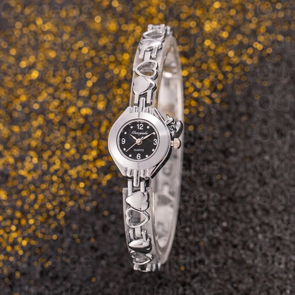 ساعات نسائية أنيقة ذات مينا صغير، ساعات يد ذهبية فاخرة للنساء، ساعات كوارتز بسيطة للنساء