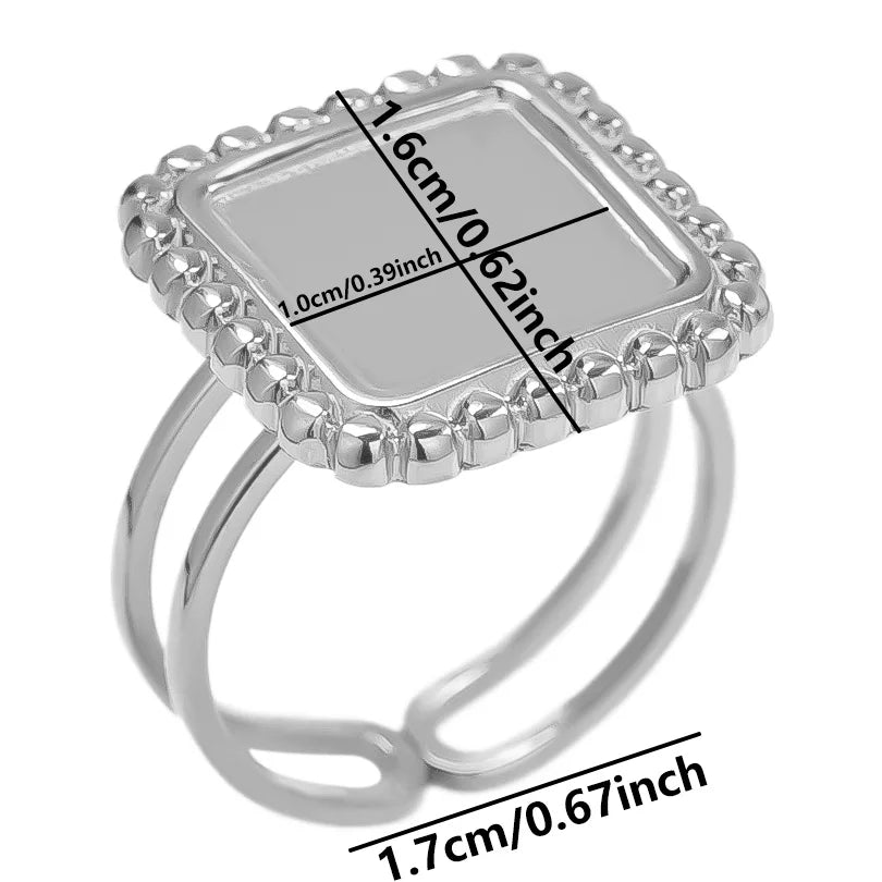 خواتم من الفولاذ المقاوم للصدأ بتصميم هندسي دائري بيضاوي على شكل قلب، قابلة للتعديل، مصنوعة يدويًا، مناسبة للنساء والرجال، بتصميم مفتوح.