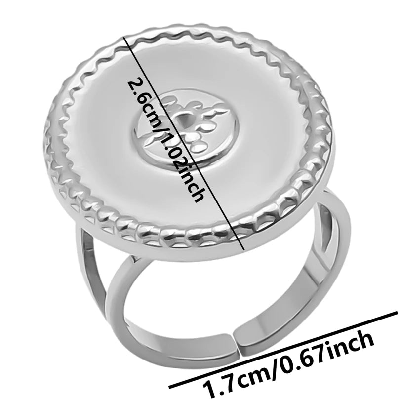 خواتم من الفولاذ المقاوم للصدأ بتصميم هندسي دائري بيضاوي على شكل قلب، قابلة للتعديل، مصنوعة يدويًا، مناسبة للنساء والرجال، بتصميم مفتوح.