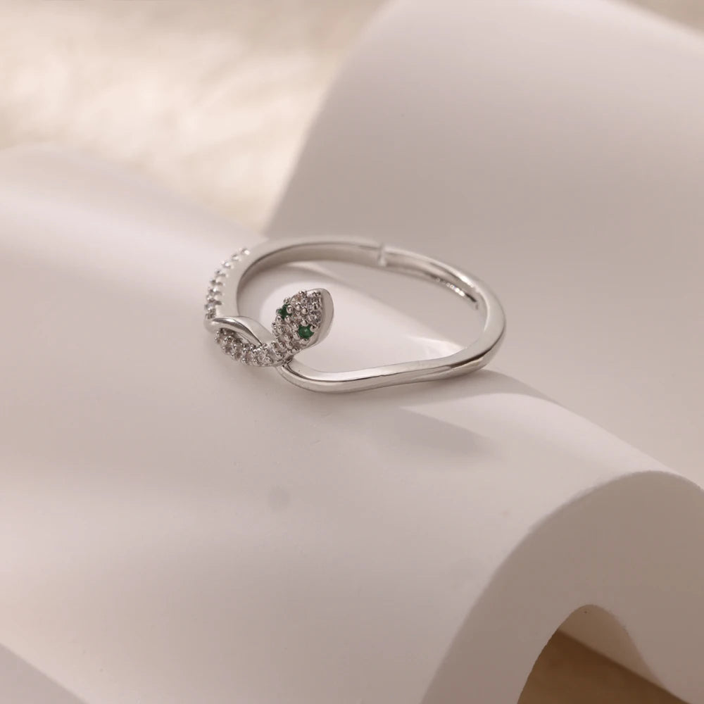 خواتم ثعبان من الفولاذ المقاوم للصدأ مطلي بالذهب عيار 316L للنساء والرجال، مفتوحة وقابلة للتعديل، بتصميم قوطي عتيق، مجوهرات جمالية.