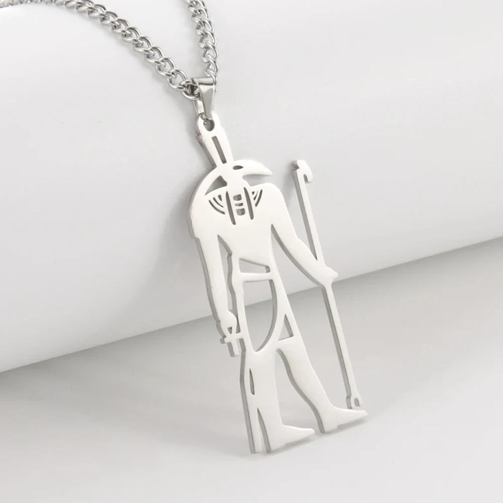 قلادة داوابارا المصرية القديمة على شكل إله حورس أنوبيس الإلهة إيزيس تميمة من الفولاذ المقاوم للصدأ