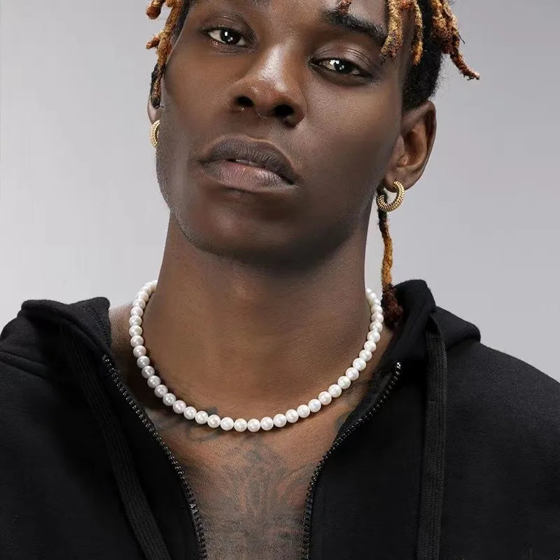 قلادة من اللؤلؤ للرجال، قلادة بسيطة مصنوعة يدويًا من الخرز، مجوهرات رجالية عصرية جديدة لعام 2022، قلادات حفلات الزفاف للفتيات