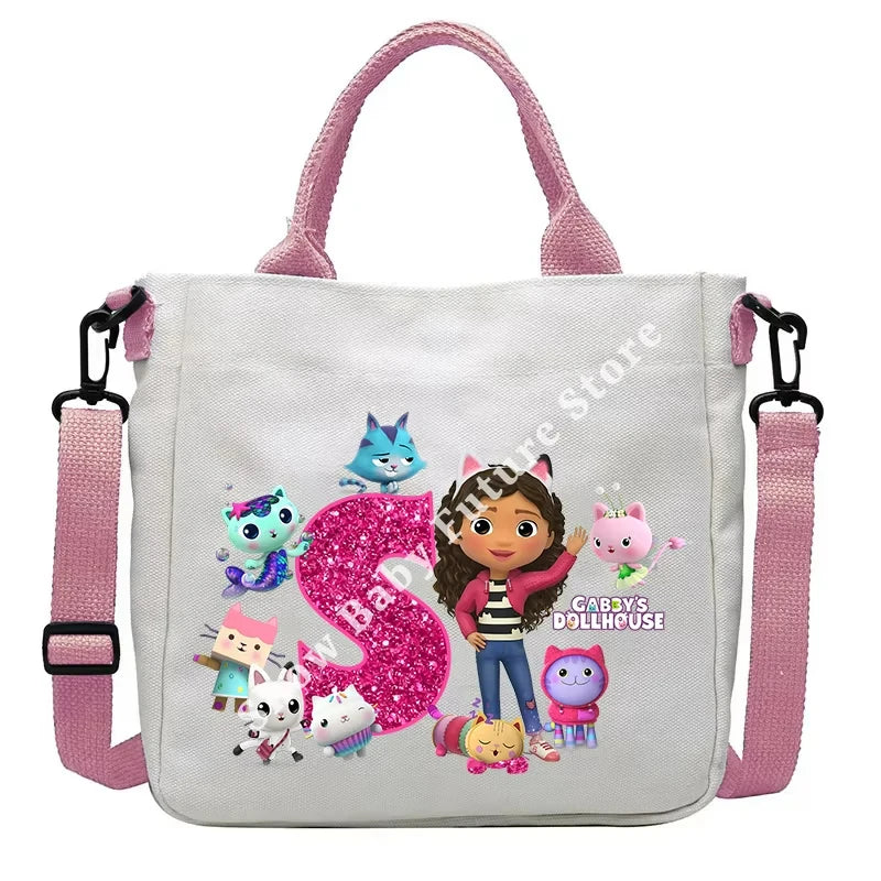 حقيبة كتف أنيقة بتصميم بيوت الدمى غابي للأولاد والبنات على شكل أنمي وحقيبة حمل أنيقة عليها حروف كرتونية وحقيبة يد من القماش وحقيبة كروس بودي وهدايا أعياد الميلاد