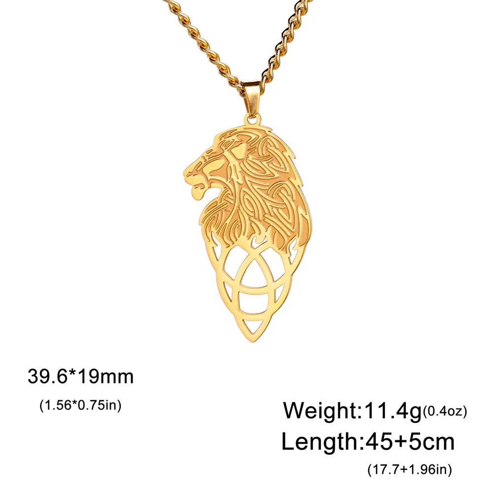 قلادات My Shape على شكل تاج ملك الأسد للرجال والأولاد من الفولاذ المقاوم للصدأ على شكل حيوان ذئب بانك سلاسل قلادة مجوهرات الهيب هوب