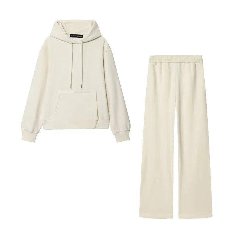 طقم بدلة نسائية كاجوال مكون من هودي وسويت شيرت وتيشيرت وبنطلون وبلوفر بسيط بأكمام طويلة وقمصان رياضية وبنطلون طويل وملابس خارجية للخريف