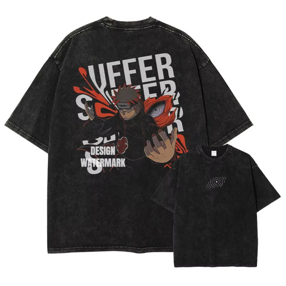 تيشيرتات MINISO، تيشيرتات عتيقة مغسولة، مطبوع عليها صورة أوتشيها إيتاشي، مقاس كبير، ملابس الشارع، مانجا، كاكاشي، ميناتو، أوبيتو، تيشيرتات، للرجال، للنساء