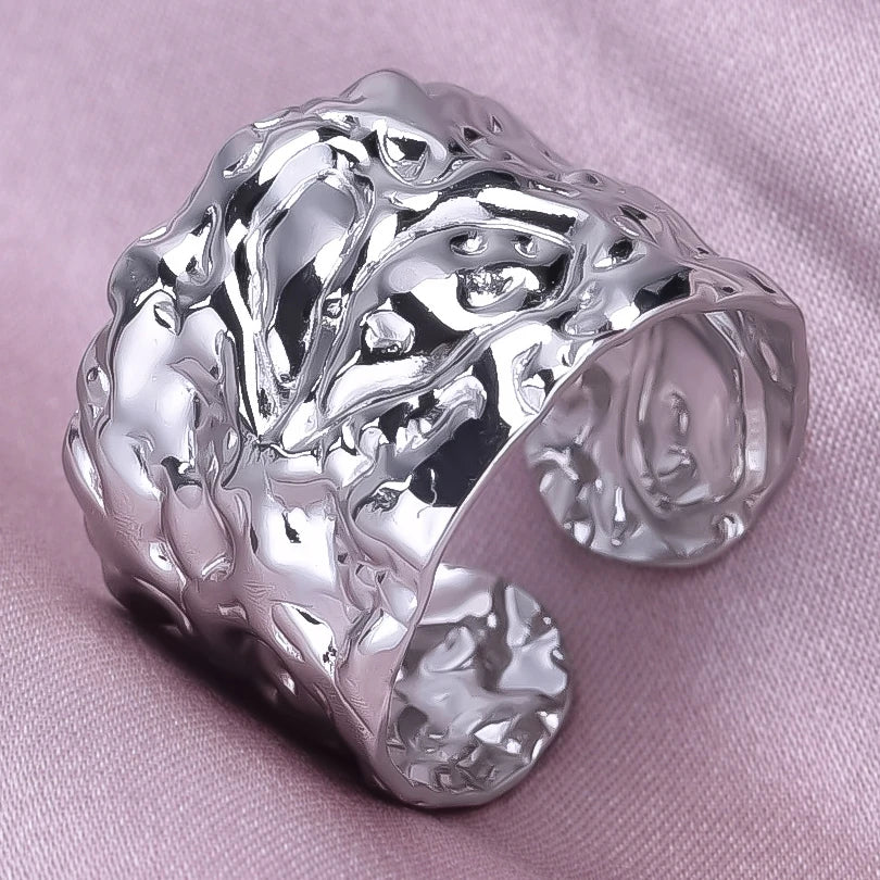 خواتم واسعة غير متساوية من الفولاذ المقاوم للصدأ للنساء والرجال، إكسسوارات، مجوهرات هندية، خاتم إصبع عتيق، هدية