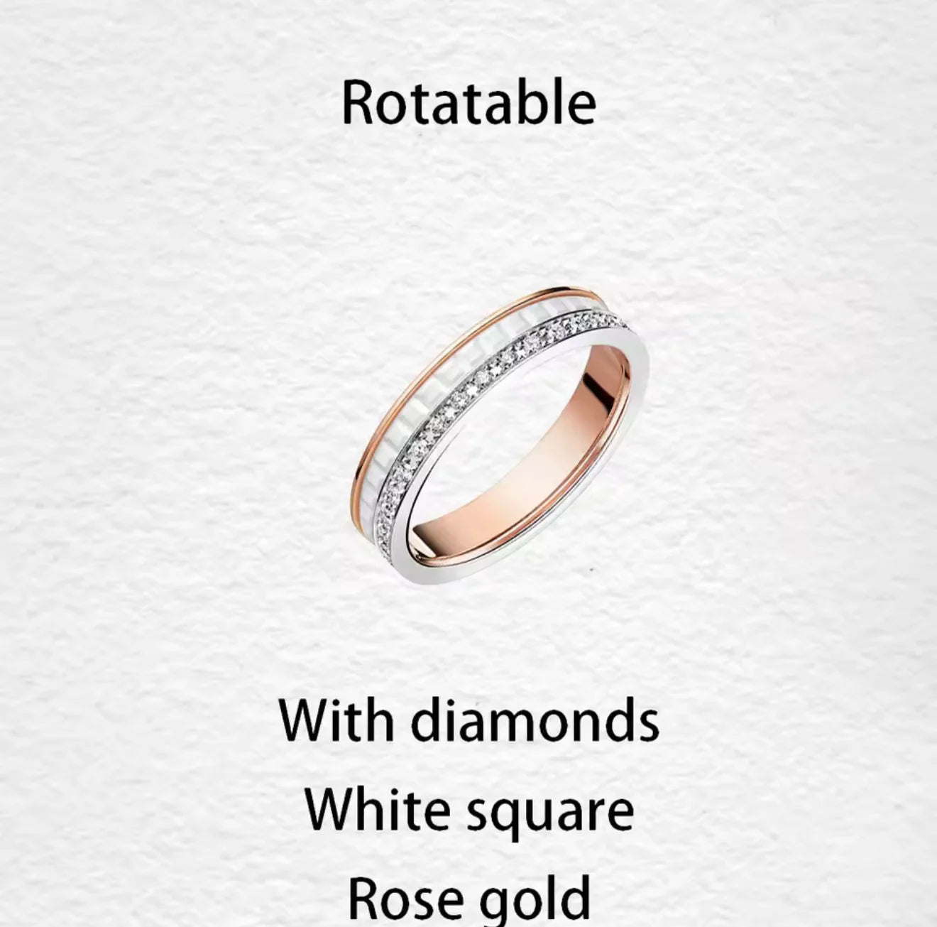 خواتم دوارة فاخرة على الطراز الفرنسي للرجال والنساء قابلة للدوران مصنوعة من مادة الموزانيت عالية الجودة باللونين الأسود والأبيض هدية للمهرجانات