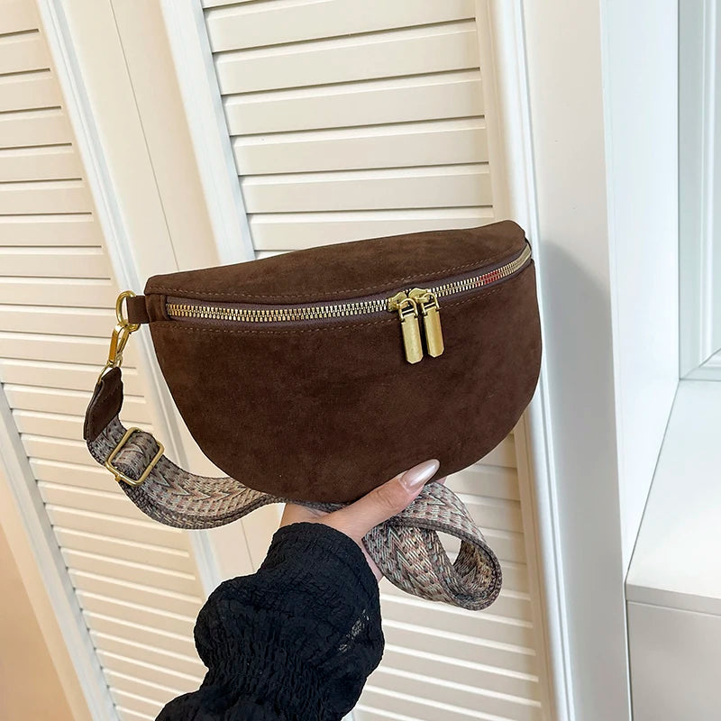 حقيبة صدر نسائية من جلد الغزال الصناعي لفصل الشتاء لعام 2025، حقيبة خصر عصرية، حقيبة خصر، حقيبة سفر غير رسمية، حقيبة كتف نسائية، حقيبة هاتف، محفظة