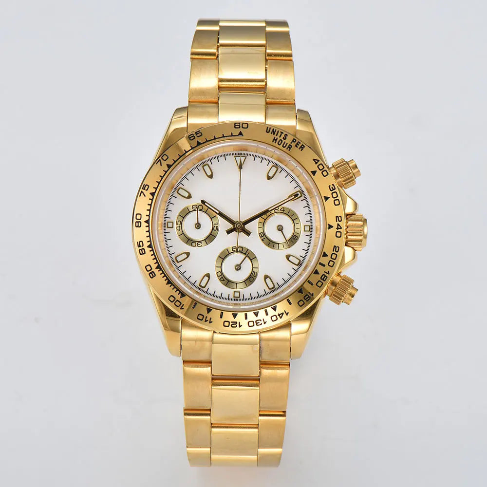 ساعة كرونوغراف فاخرة للرجال مقاس 39.3 مم، ساعة رجالية جديدة، ساعة عمل رجالية VK63، ساعة كرونوغراف رجالية VK63 مقاومة للماء حتى 10ATM