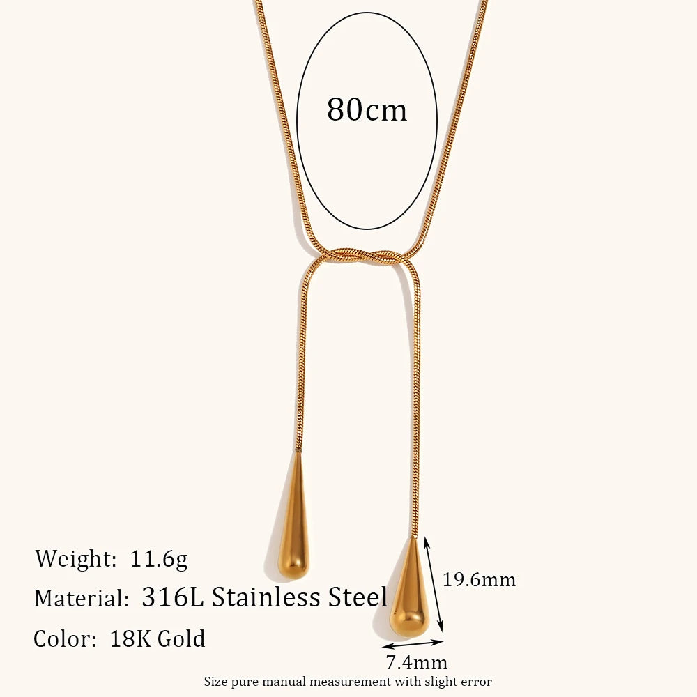 قلادة قطرة الماء من لا ميوز، مصنوعة من الفولاذ المقاوم للصدأ، قلادة بسيطة للنساء، مطلية بالذهب عيار 18 قيراط، مقاومة للماء، هدية مجوهرات