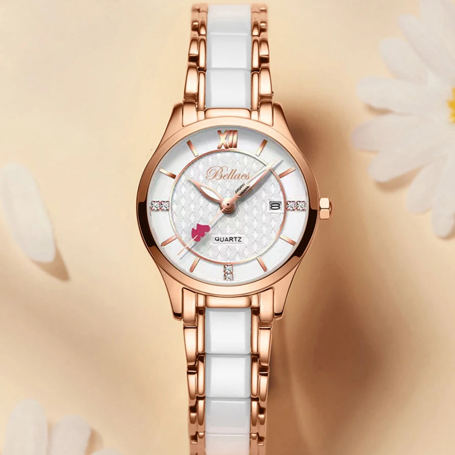 ساعة نسائية أنيقة، بمؤشر على شكل قلب، دائرية الشكل، مصنوعة من الفولاذ المقاوم للصدأ، تعمل بحركة كوارتز، مقاومة للماء، هدية مثالية.