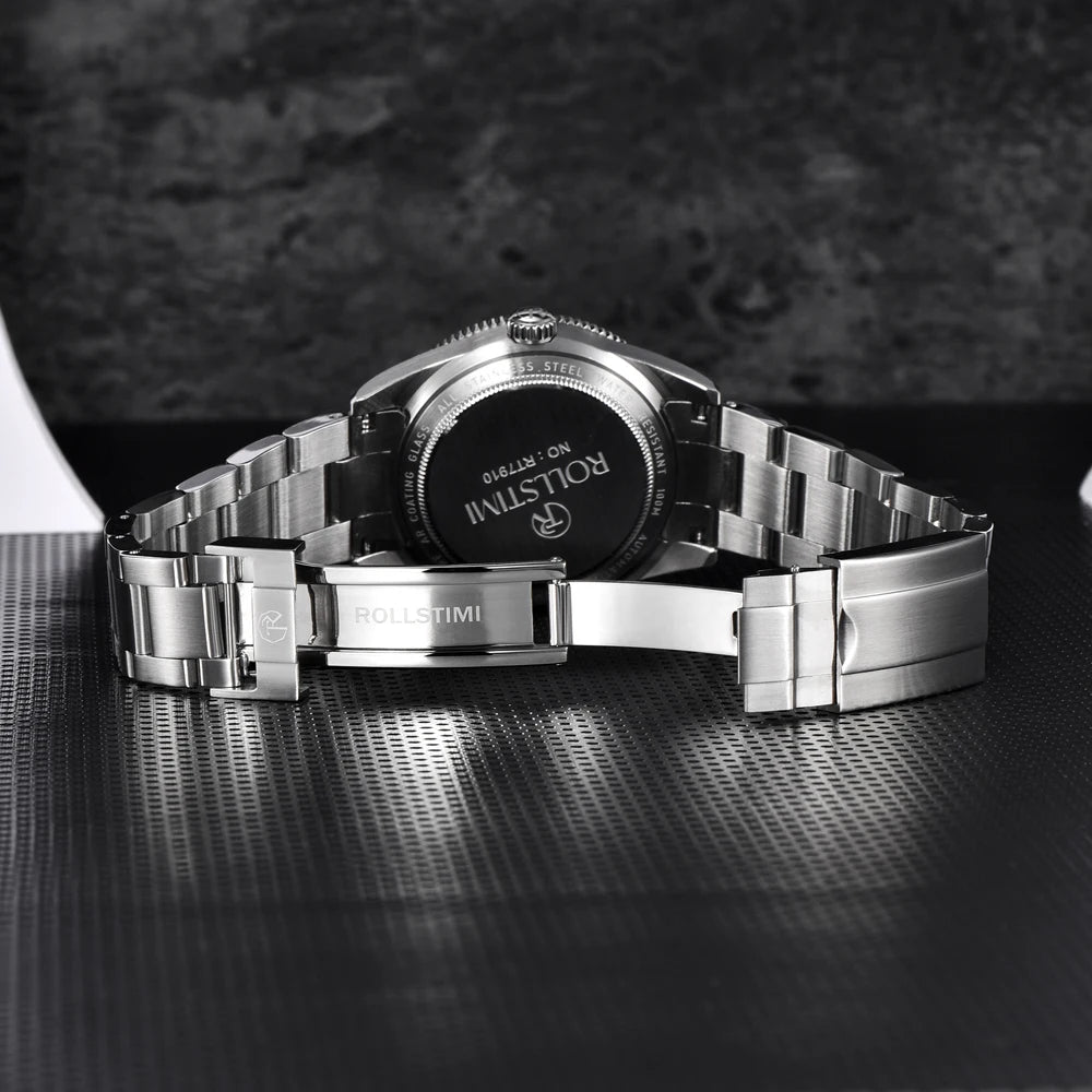 ساعة رولستمي الرجالية الجديدة لعام 2025 ساعة ميكانيكية أوتوماتيكية فاخرة للرجال NH35 ساعة رجالية من الفولاذ المقاوم للصدأ ومرآة من الياقوت المضيء