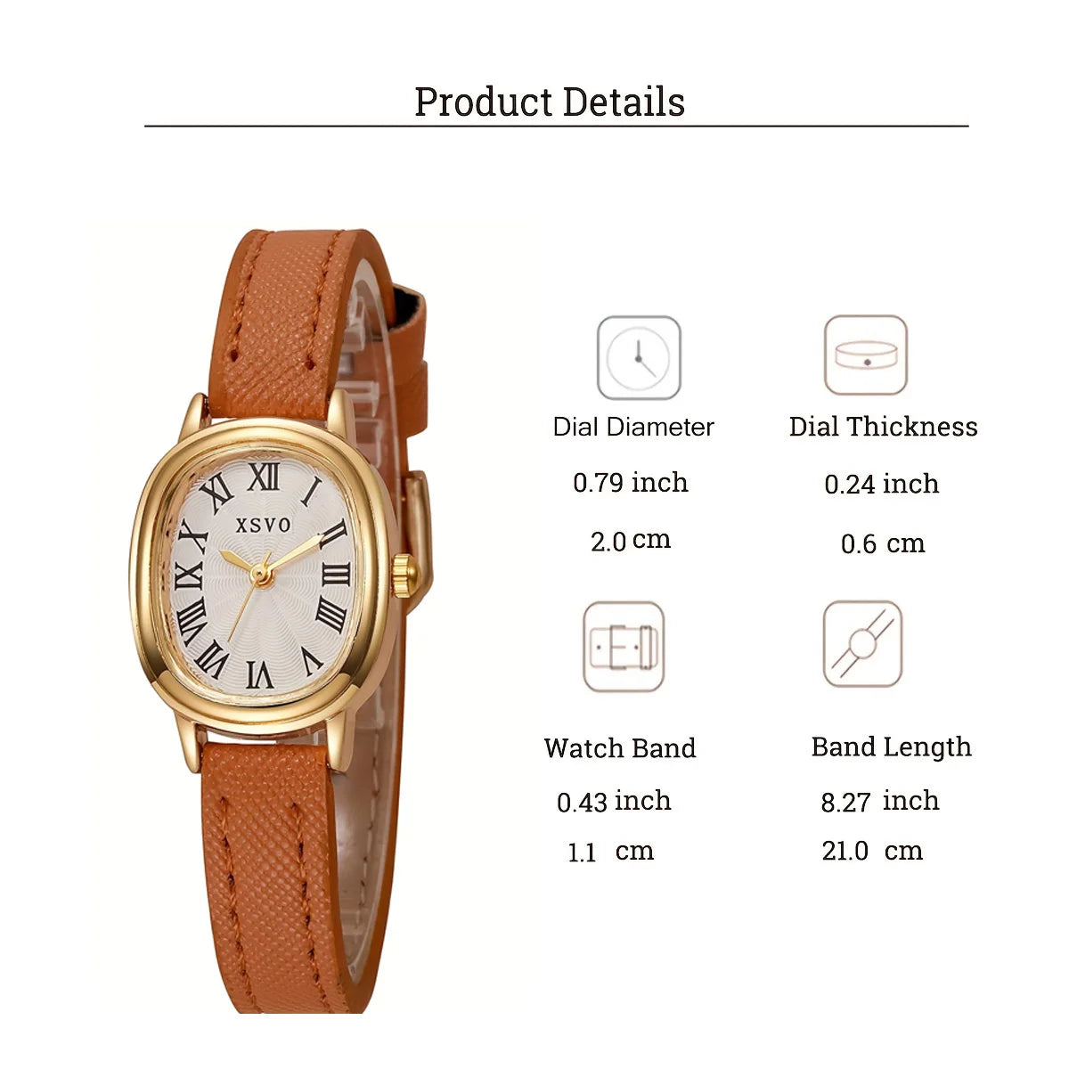 ساعة كوارتز نسائية أنيقة وبسيطة بسوار جلدي، مناسبة كهدية للهالوين أو الكريسماس