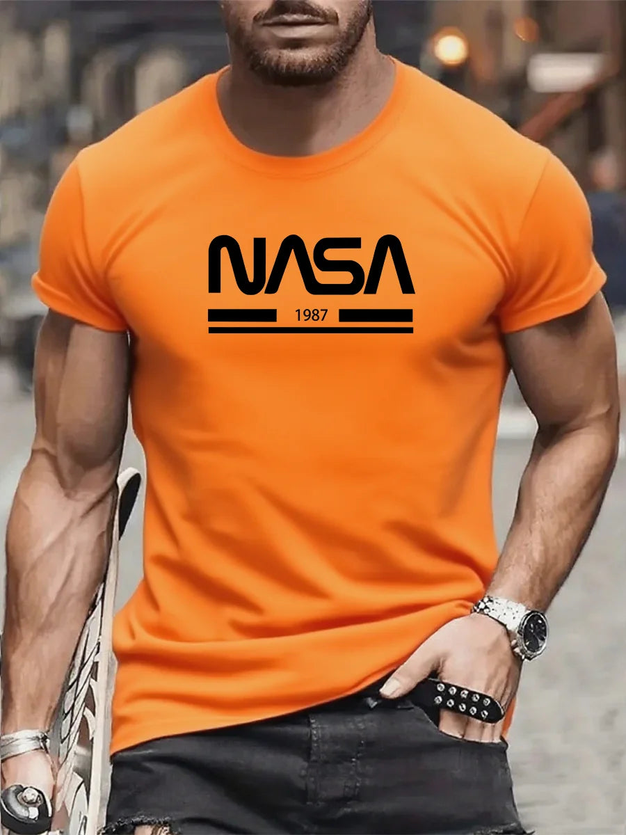 تي شيرت رجالي رياضي قابل للتنفس بطبعة جرافيكية لعام 2025، تي شيرت قطني بأكمام قصيرة، تي شيرت صيفي من علامة تجارية للشارع