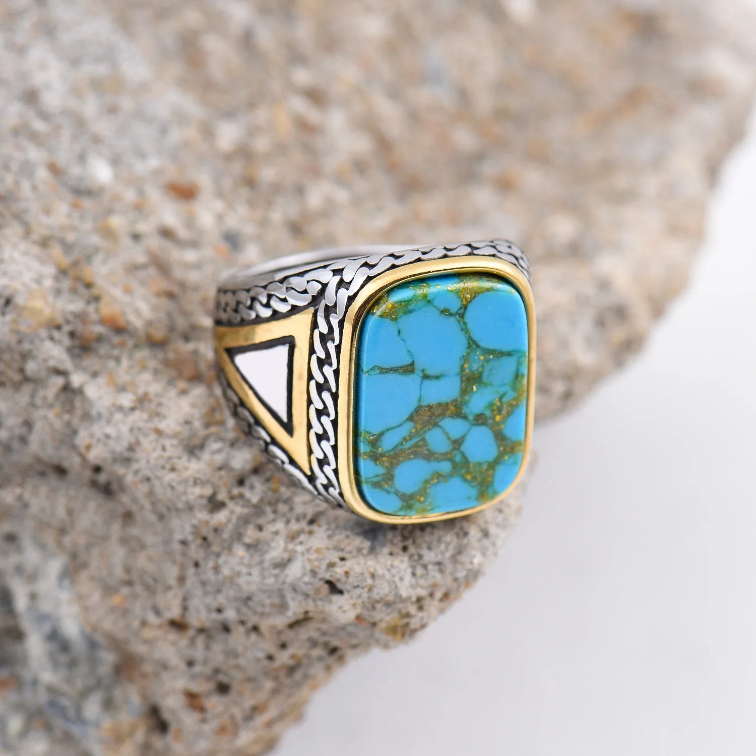 R3427 خواتم رجالية عالية الجودة من الفولاذ المقاوم للصدأ 316L مرصعة بأحجار العقيق الأسود المتنوعة، مجوهرات عصرية