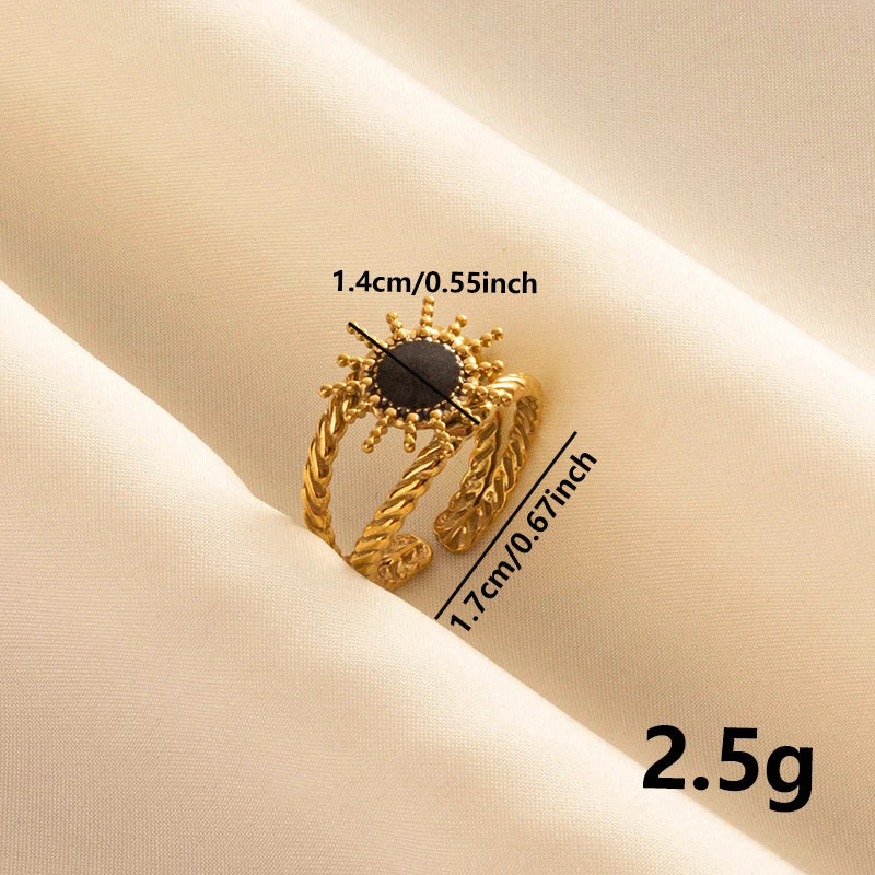 خاتم مفتوح قابل للتعديل بتصميم عين الحسد، قلب، شمس، قلب، للنساء والرجال، إكسسوارات، مينا أسود، مجوهرات عتيقة، خاتم من الفولاذ المقاوم للصدأ، هدية