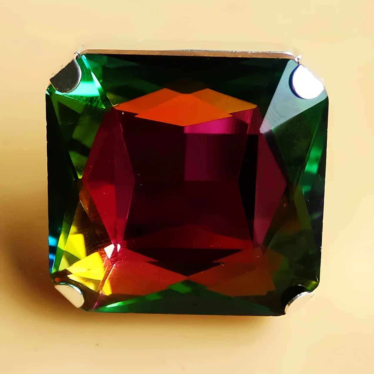 خاتم كريستالي مربع ضخم ومبالغ فيه للنساء الفاتنات، خاتم مرصع بحجر كبير لامع، مجوهرات للإبهام