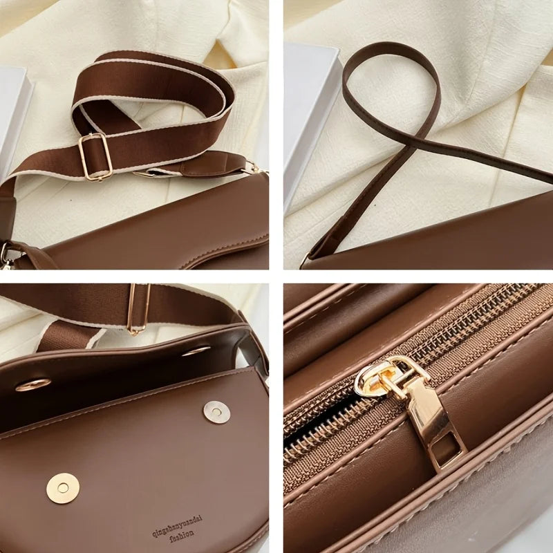 حقائب كتف كلاسيكية للنساء، محفظة كروس بودي متينة وبسيطة مع حزام قابل للتعديل، حقيبة إبط يومية، حقيبة نسائية أنيقة