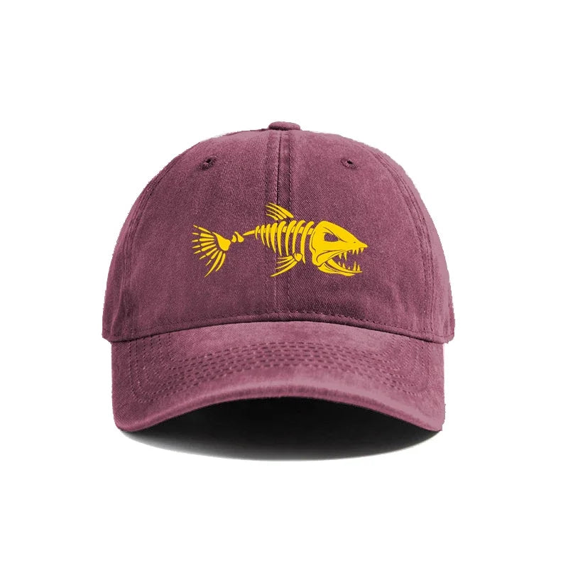 قبعات بيسبول صيفية بتصميم هيكل عظمي للصيد للرجال، قبعات صيفية بتصميم هيكل عظمي للصيد للرجال، قبعات MZ-496