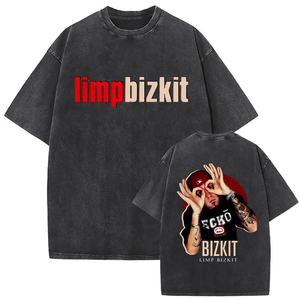 تي شيرت رجالي ونسائي قطني مطبوع عليه عبارة Washed Vintage Rock Band Limp Bizkit Loserville Tour 2025 تي شيرت رجالي ونسائي قطني بتصميم قوطي عتيق ملابس الشارع