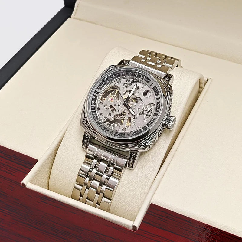 ساعة ميكانيكية نسائية فاخرة وخفيفة الوزن للأعمال الراقية، تصميم مجوف، لف أوتوماتيكي، طراز أوروبي وأمريكي، ساعة نسائية بسيطة ومزاج شخصي، عصرية، أفضل هدية لها