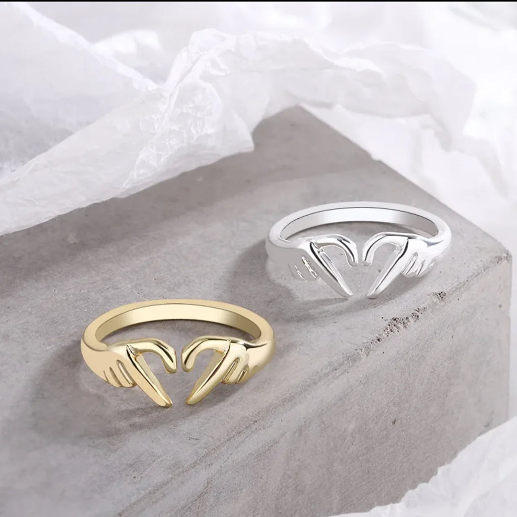خواتم من الفضة الإسترليني عيار 925 للنساء والرجال، مجوهرات فاخرة، خاتم قابل للتعديل على شكل قلب مفتوح، هدية مثالية للحفلات وأعياد الميلاد