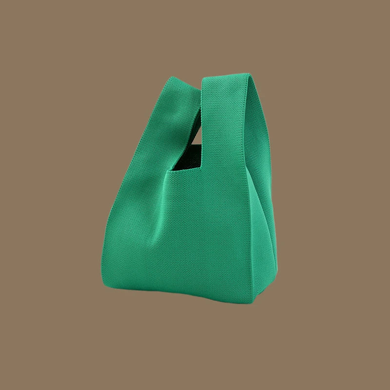 حقائب يد نسائية أنيقة مصنوعة يدويًا محبوكة، حقيبة معصم صغيرة بعقدة، حقيبة تسوق كورية كاجوال قابلة لإعادة الاستخدام