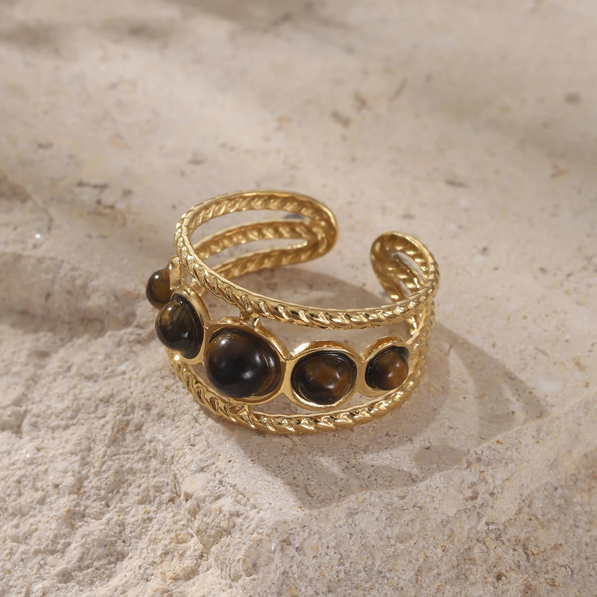 خاتم نسائي من الفولاذ المقاوم للصدأ من كرينج كوكو، قابل للتعديل، بتصميم شجرة الحياة، مرصع بأحجار الراين، خاتم أنيق للمواعدة للنساء