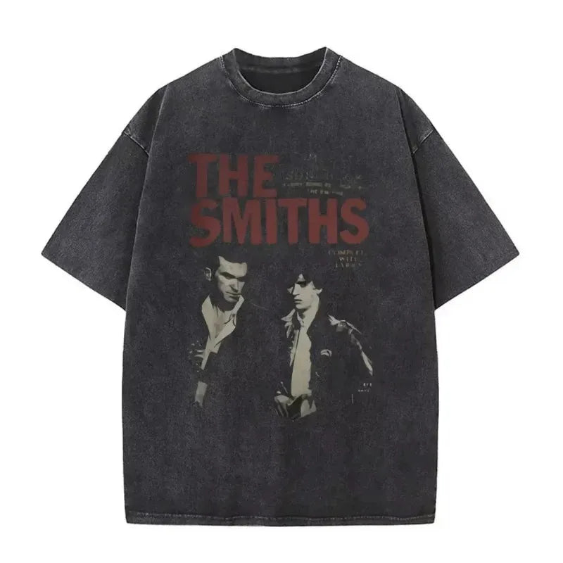 تي شيرت رجالي ونسائي مطبوع عليه شعار فرقة الروك البريطانية The Smiths The Queen Is Dead، تي شيرت بديل من فرقة موريسي المستقلة من ثمانينيات القرن العشرين