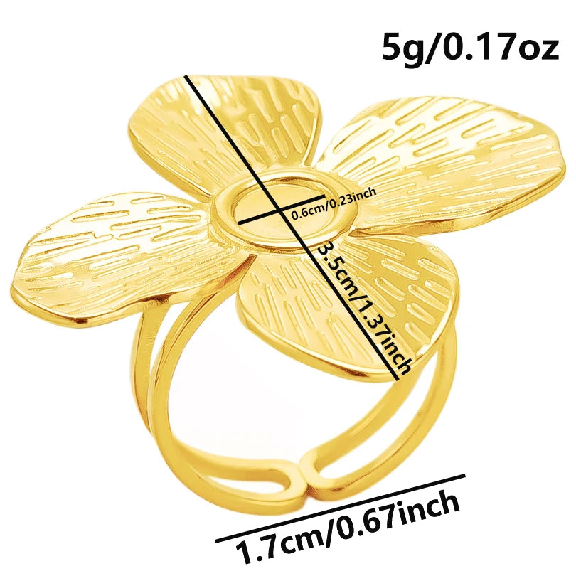 5 قطع/مجموعة خواتم من الفولاذ المقاوم للصدأ، لون ذهبي، قابلة للتعديل، مفتوحة، بتصميم عصري، مجوهرات نسائية أنيقة، لا يتغير لونها