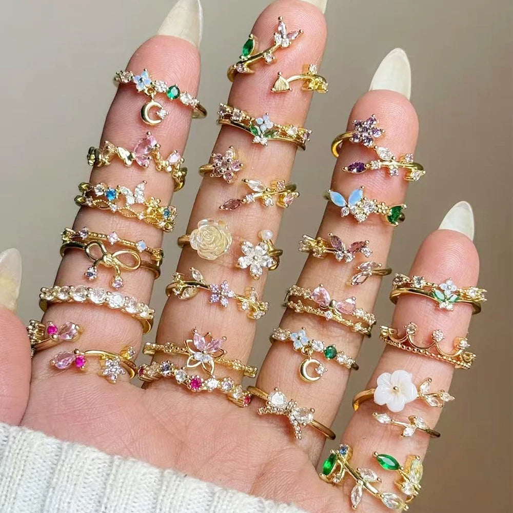 خواتم زهور مرصعة بالزركون المكعب بألوان زاهية ومتألقة للنساء، خاتم فاخر مزين بفيونكة من الزركون الوردي، مجوهرات زفاف للزوجة والصديقة