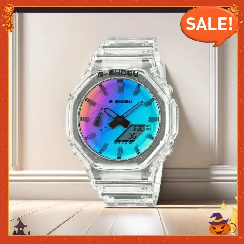 Digital Sports Men's Watch Full Function World Time LED Auto Hand Lifting Lamp Large Dial Waterproof Oak Series