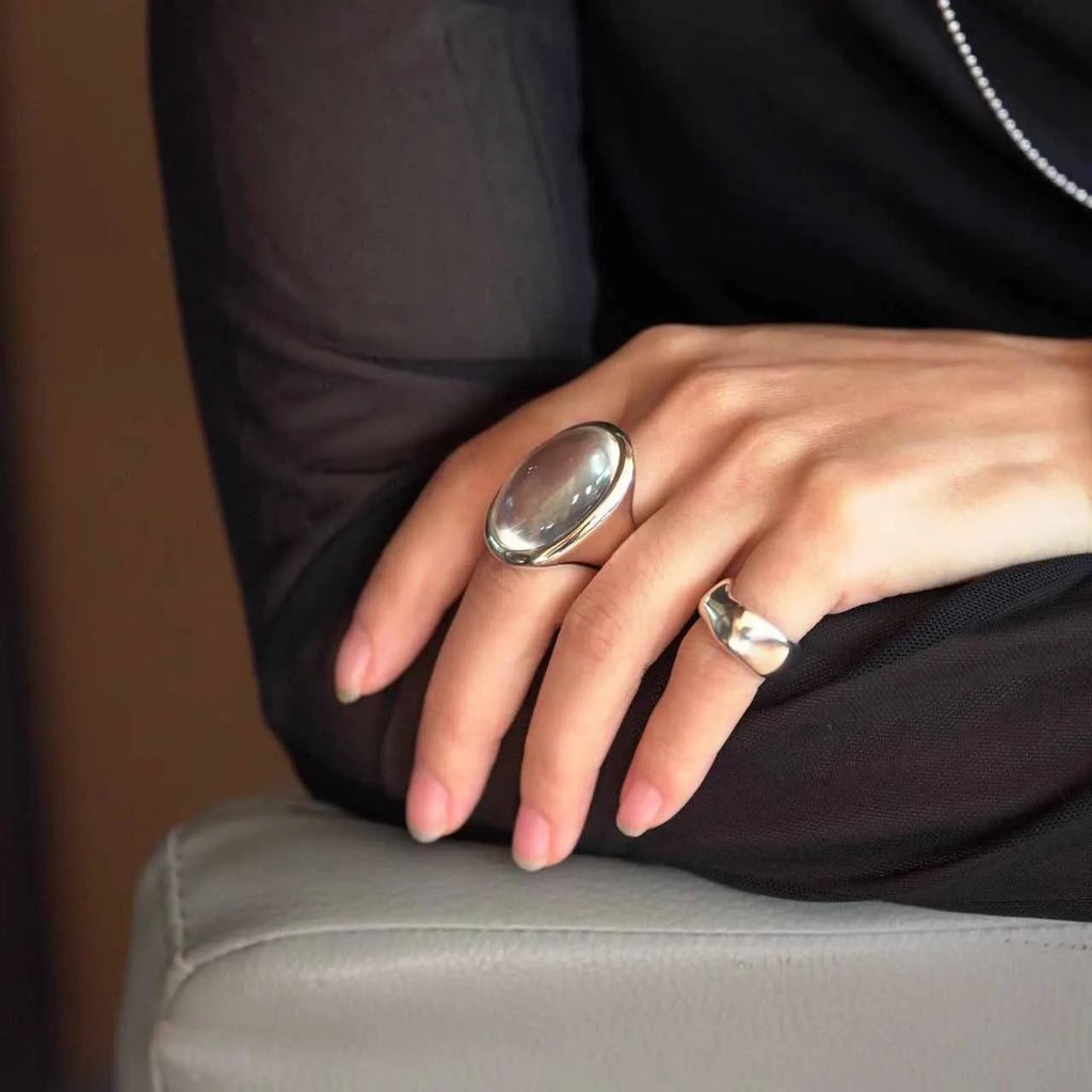 خاتم سام باندا من الفضة الإسترليني عيار 925 بتصميم هندسي مرصع بالكريستال للنساء، بيضاوي الشكل، بتصميم بانك مميز على شكل قطرة ماء، هدية مجوهرات، خدمة توصيل مباشرة