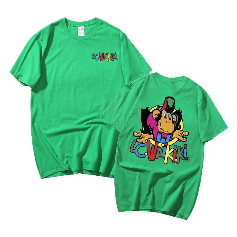 تيشيرت رجالي برسومات قرد، تيشيرتات رجالية، تيشيرتات وايكيكي برسومات قرد على الوجهين، تيشيرتات علوية للرجال والنساء، تيشيرت عصري كاجوال بأكمام قصيرة