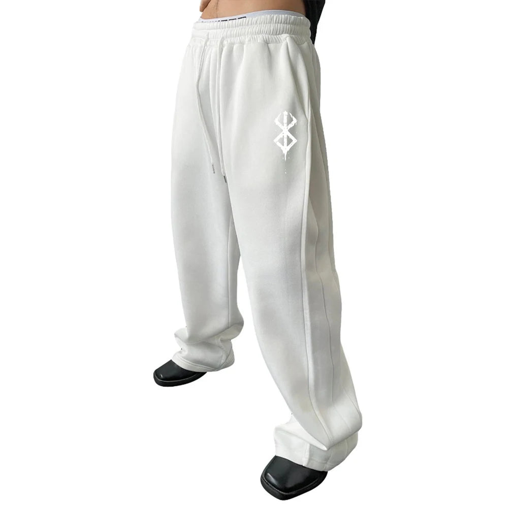 Latest Model Men's Pants Simple Print Casual Sweatpants Elastic Waist Drawstring Pants Suitable Corduroy Men Pants Vintage