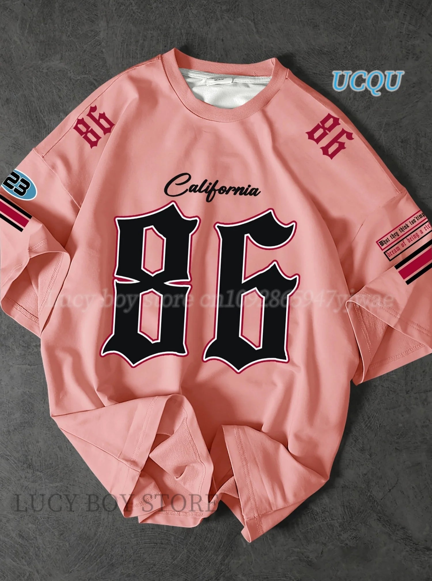 تي شيرت رجالي رياضي مطبوع عليه شعار كاليفورنيا 86 بأكمام قصيرة ورقبة دائرية وقميص كرة قدم للسباقات وقمصان كاجوال عتيقة ملابس رجالية