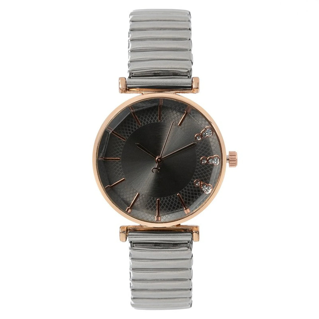 ساعة فاخرة بسيطة من الكريستال الأزرق، كوارتز نسائية، سوار مطاطي من الفولاذ المقاوم للصدأ، ساعة أنيقة وعصرية للنساء