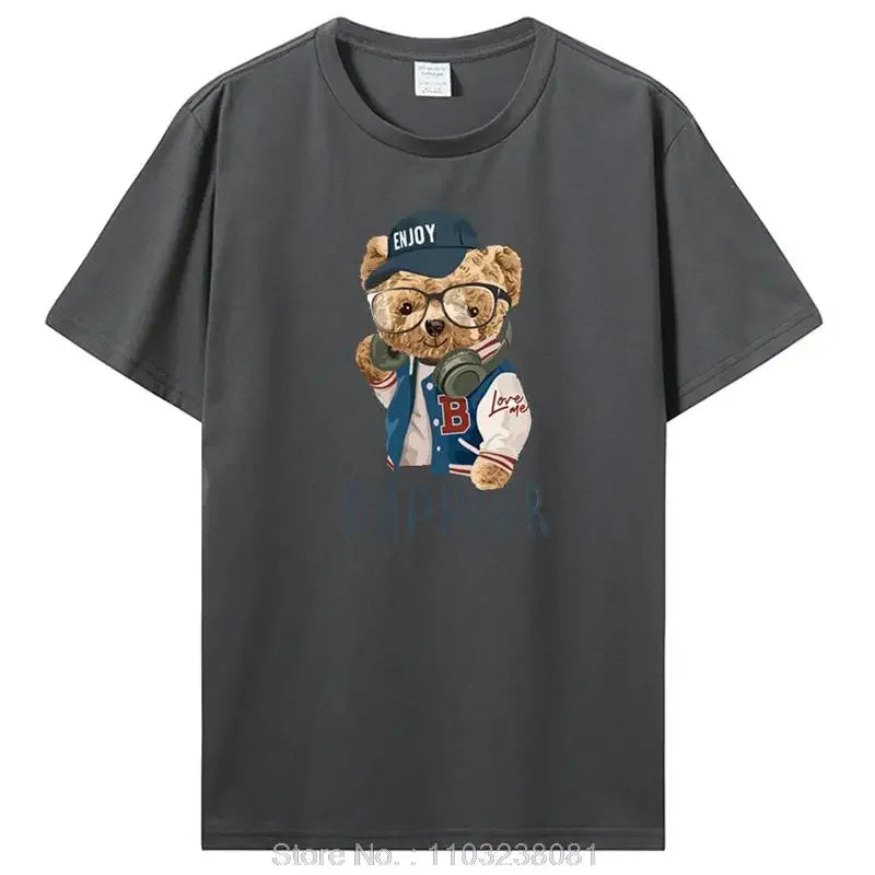 تي شيرت رجالي مضحك على شكل دب غولف للبيع الساخن، تي شيرت صيفي كاجوال من القطن، ملابس للجنسين، تي شيرت رجالي، ملابس الشارع، هاراجوكو