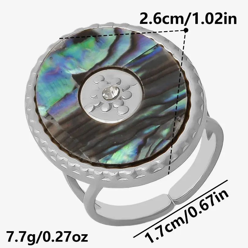 خاتم واحد عصري من الفولاذ المقاوم للصدأ، بتصميم هندسي مستوحى من البحر الطبيعي، مفتوح وسميك، بنمط صدفة بحرية، قطعة واحدة، مجوهرات نسائية عتيقة غير منتظمة